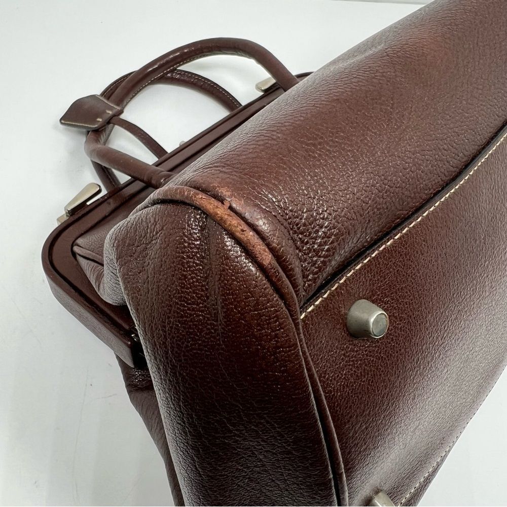 PRADA MADRAS CERNIERA DOCTOR BAG SATCHEL Red Brown LEATHER With A TOP HANDLE - Picture 8 of 16